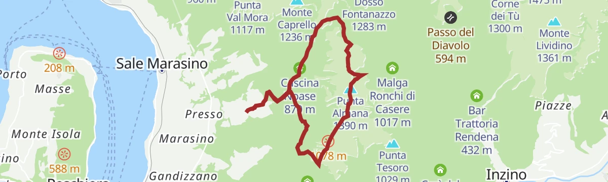Route map: Trekking da Sale Marasino alla Punta Almana